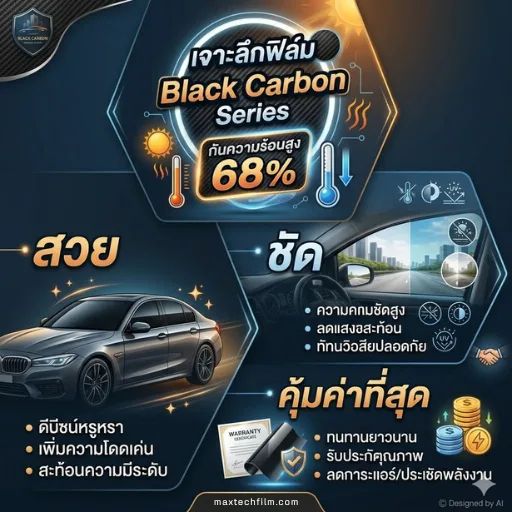 ฟิล์มกรองแสง MAXTECH รุ่น Black Carbon Series