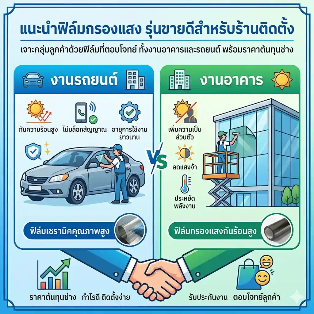 ฟิล์มกรองแสงรุ่นขายดีสำหรับตัวแทนจำหน่าย