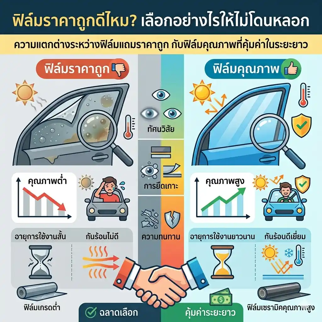 เปรียบเทียบฟิล์มราคาถูกกับฟิล์มแบรนด์คุณภาพ